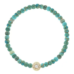 Dual-Sided Collar with Turquoise Cabochon & White Diamonds on Jasper Beaded Bracelet