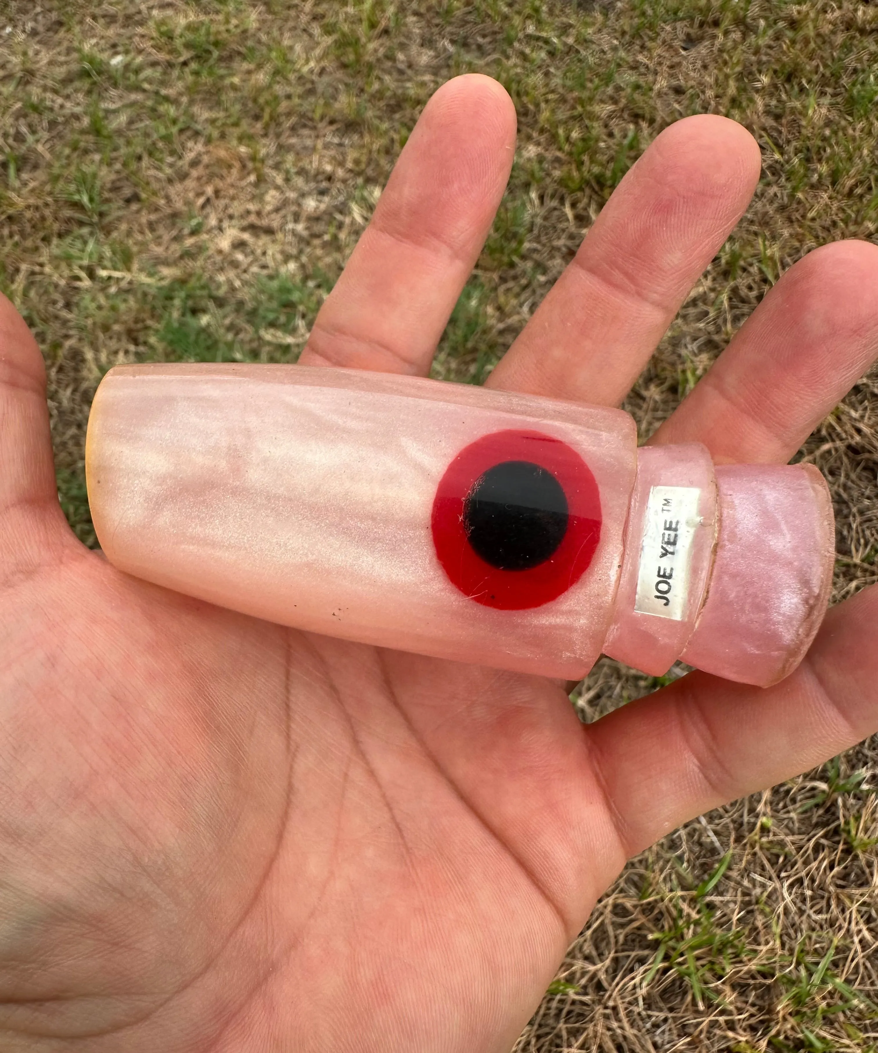 Epic Vintage Joe Yee Pinky Pearl Medium Plunger with homemade eyes!