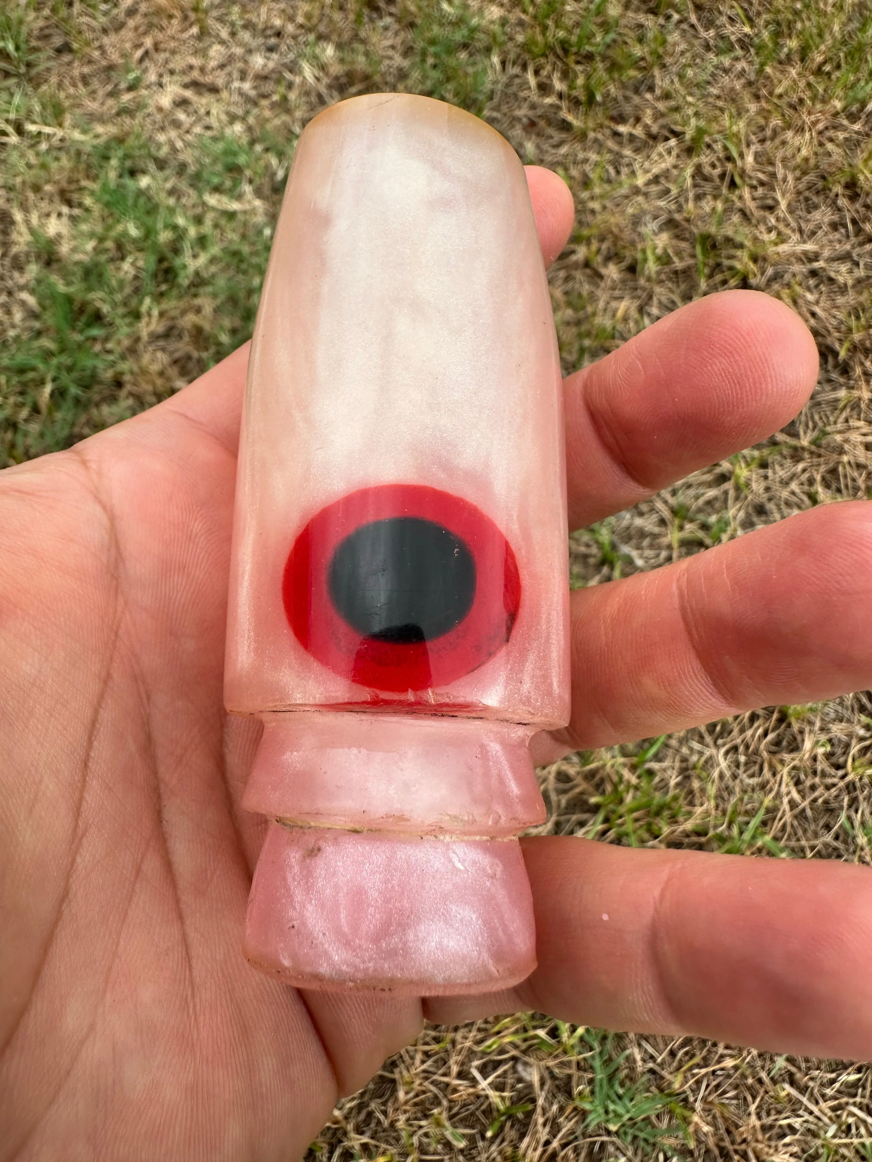 Epic Vintage Joe Yee Pinky Pearl Medium Plunger with homemade eyes!