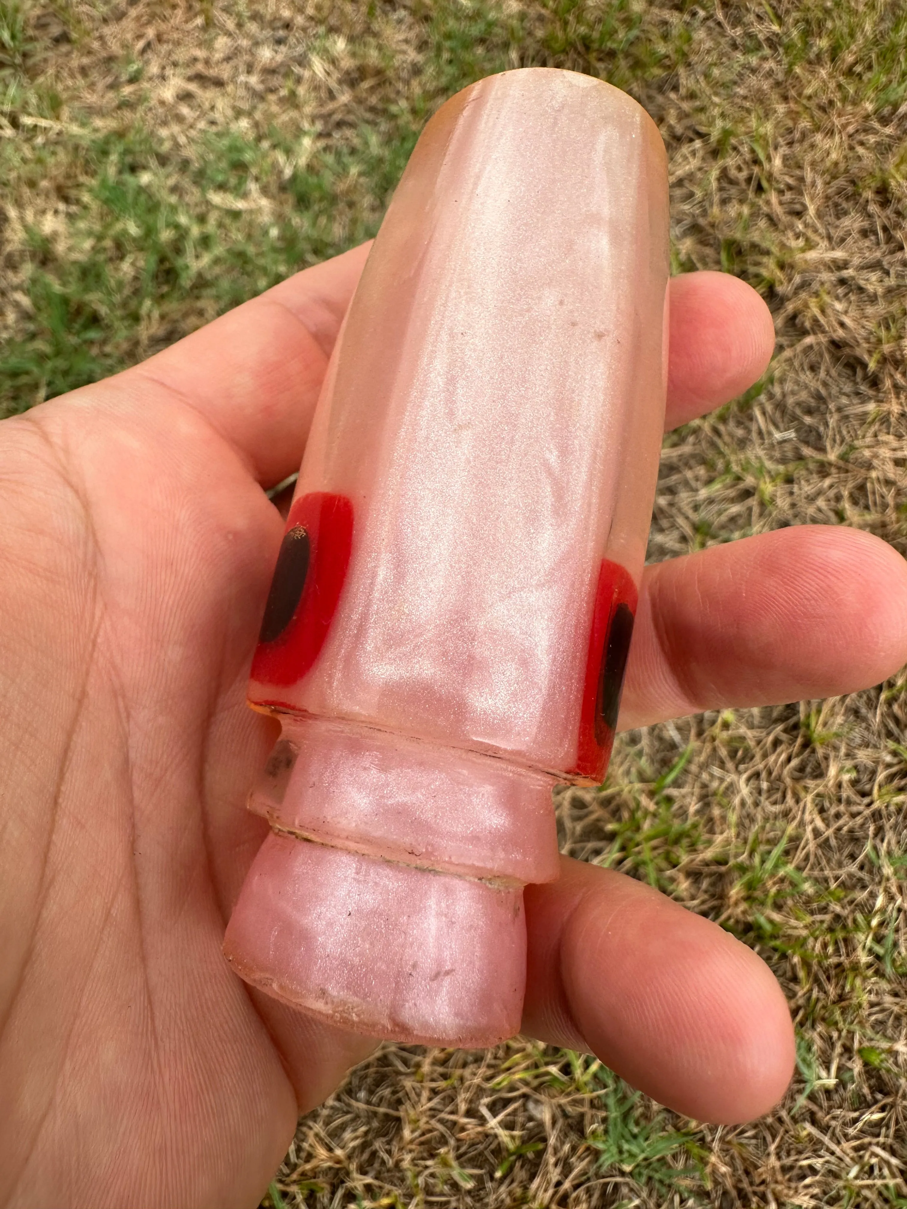 Epic Vintage Joe Yee Pinky Pearl Medium Plunger with homemade eyes!
