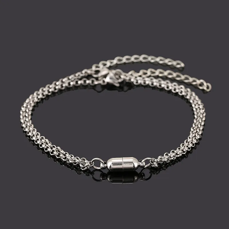 European And American Hot Style Simple Stainless Steel Magnet Attracting Couple Bracelet A Pair Of Jewelry Wholesale Cross-Border