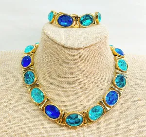 Fabulous late 1980s high jewelry style runway necklace &amp; matching bracelet set.