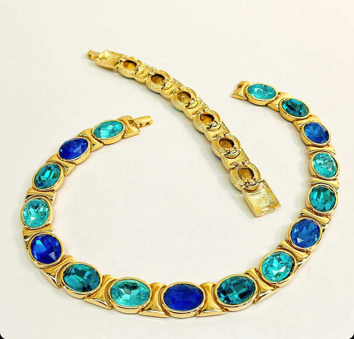 Fabulous late 1980s high jewelry style runway necklace &amp; matching bracelet set.