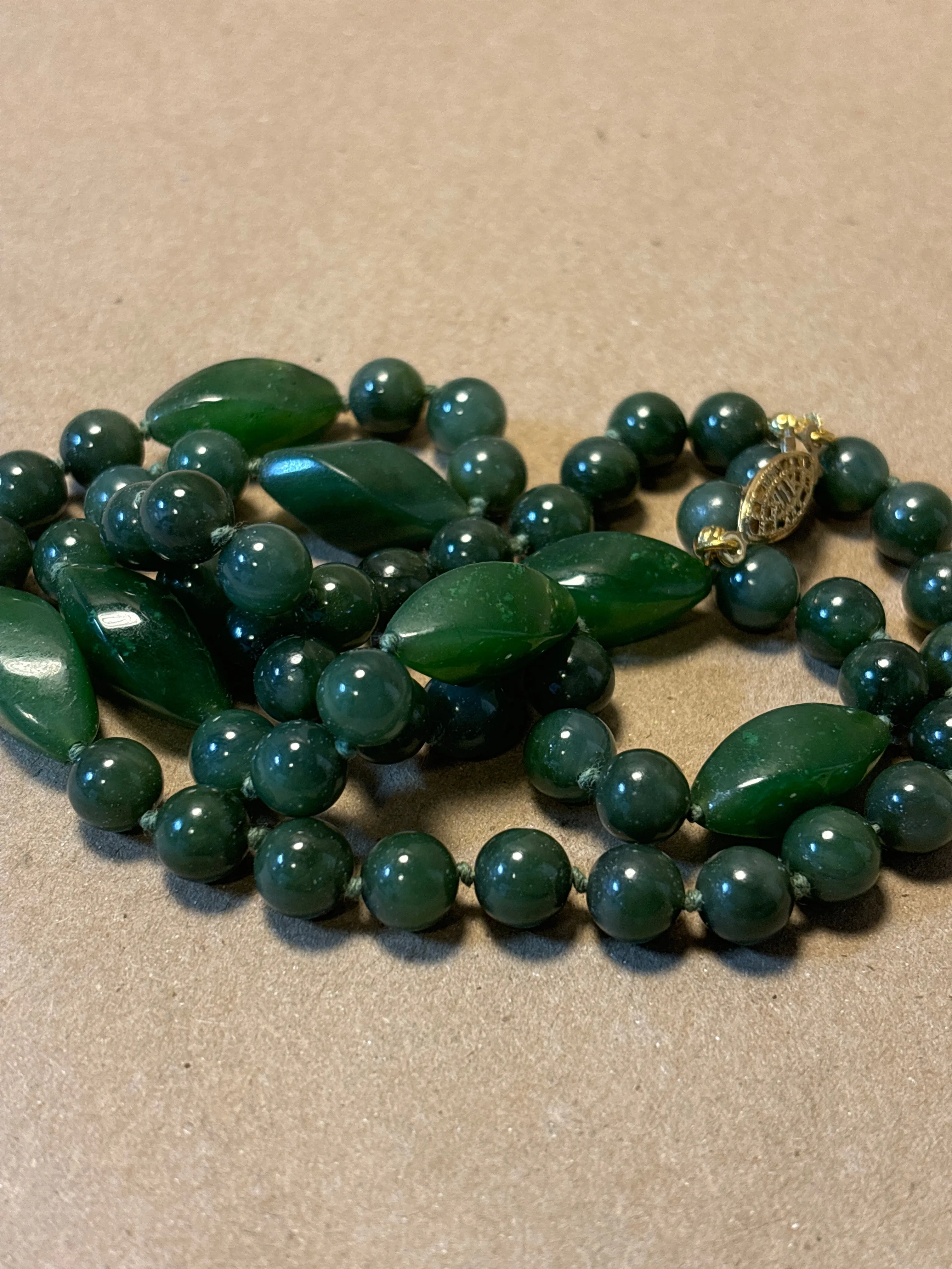 Faux Jade Beaded Necklace