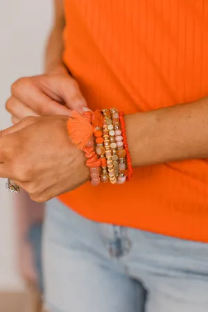 Focus On You Stackable Bracelet Set- Coral