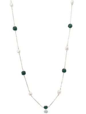 Freshwater Pearl Rhodium Chain Necklace