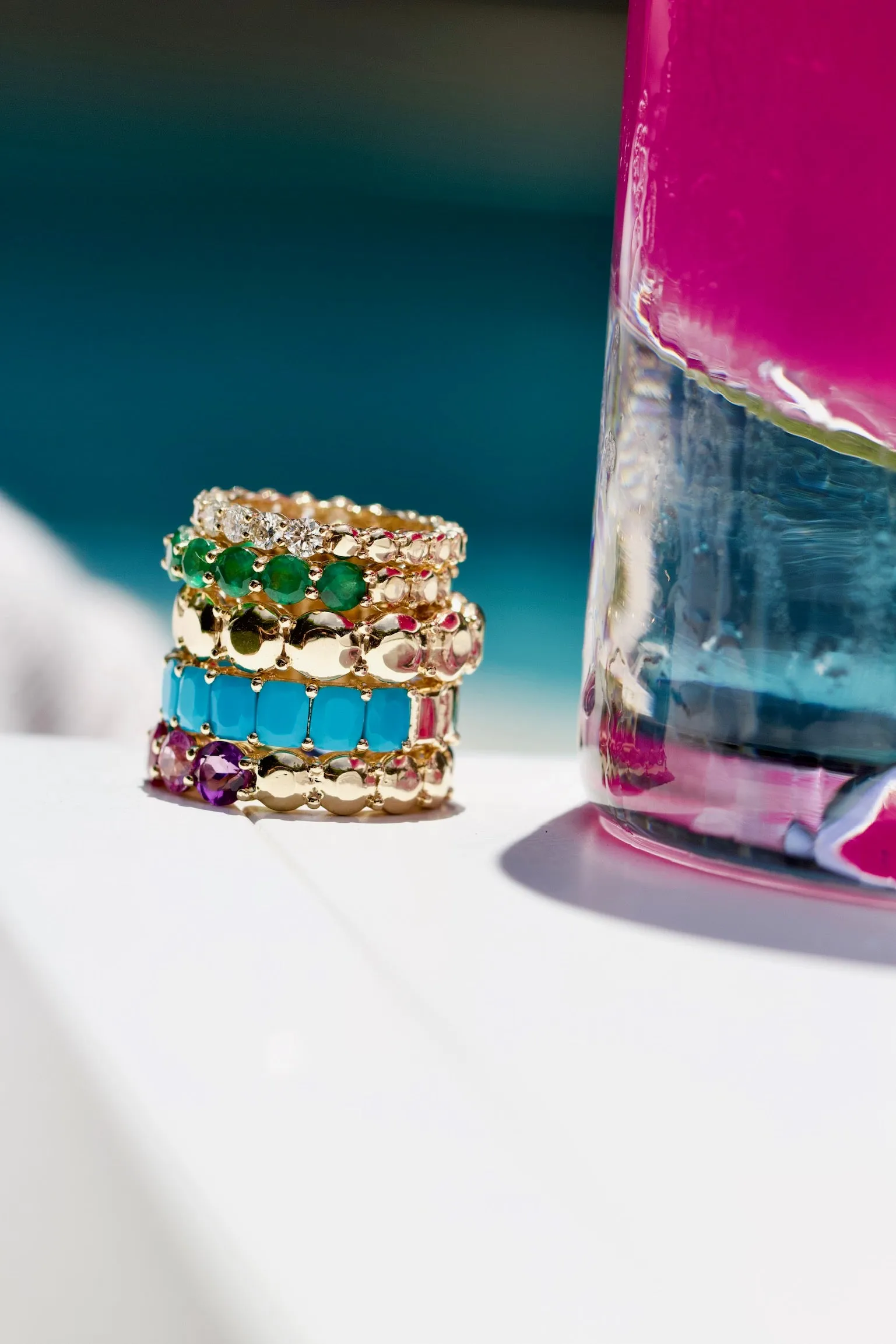 Gemini Goldstone™/Emerald Eternity Band