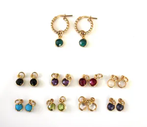 Gemstone Charm Hoops