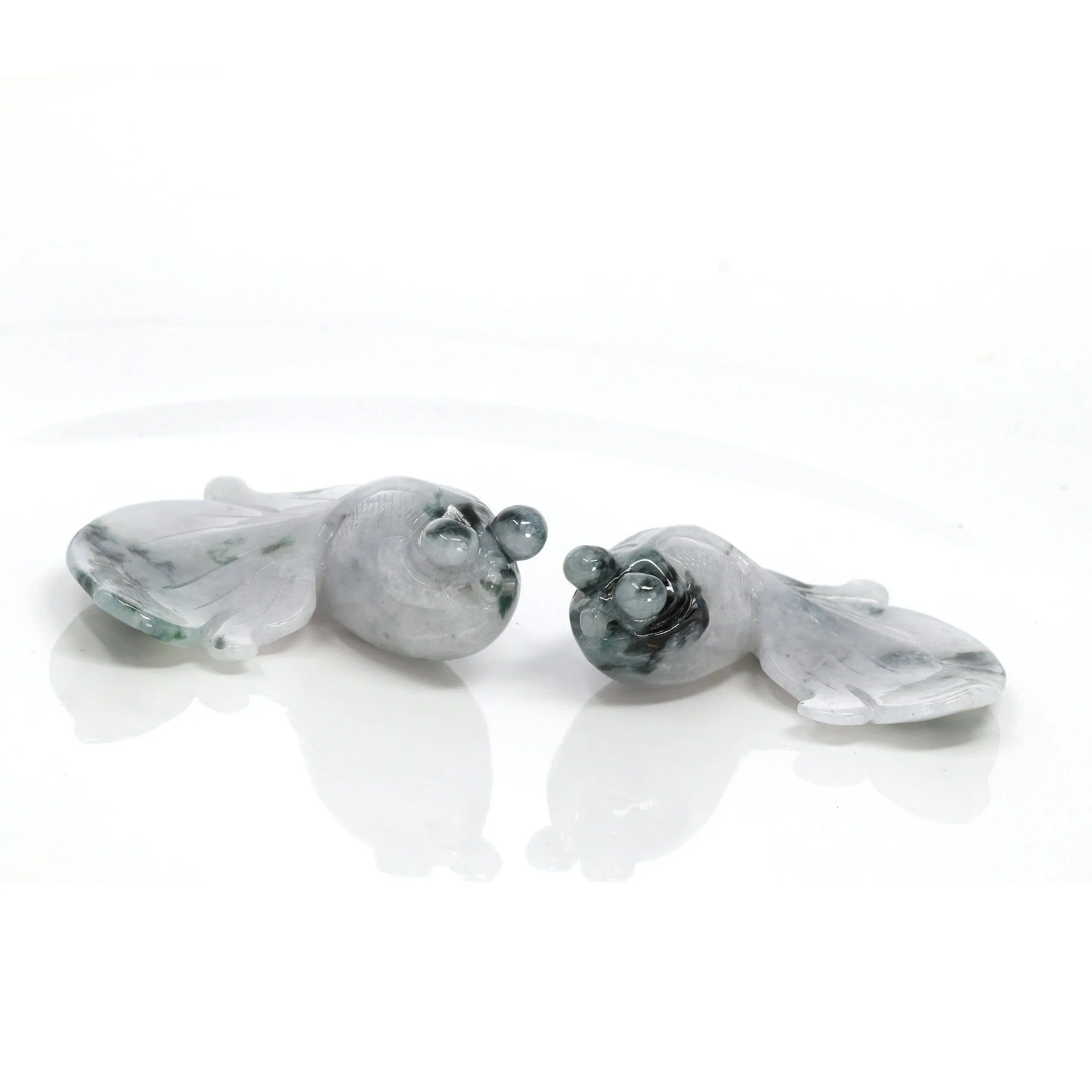 Genuine Burmese Blue Green Jadeite Jade Goldfish Pendant Necklace (Collectible)