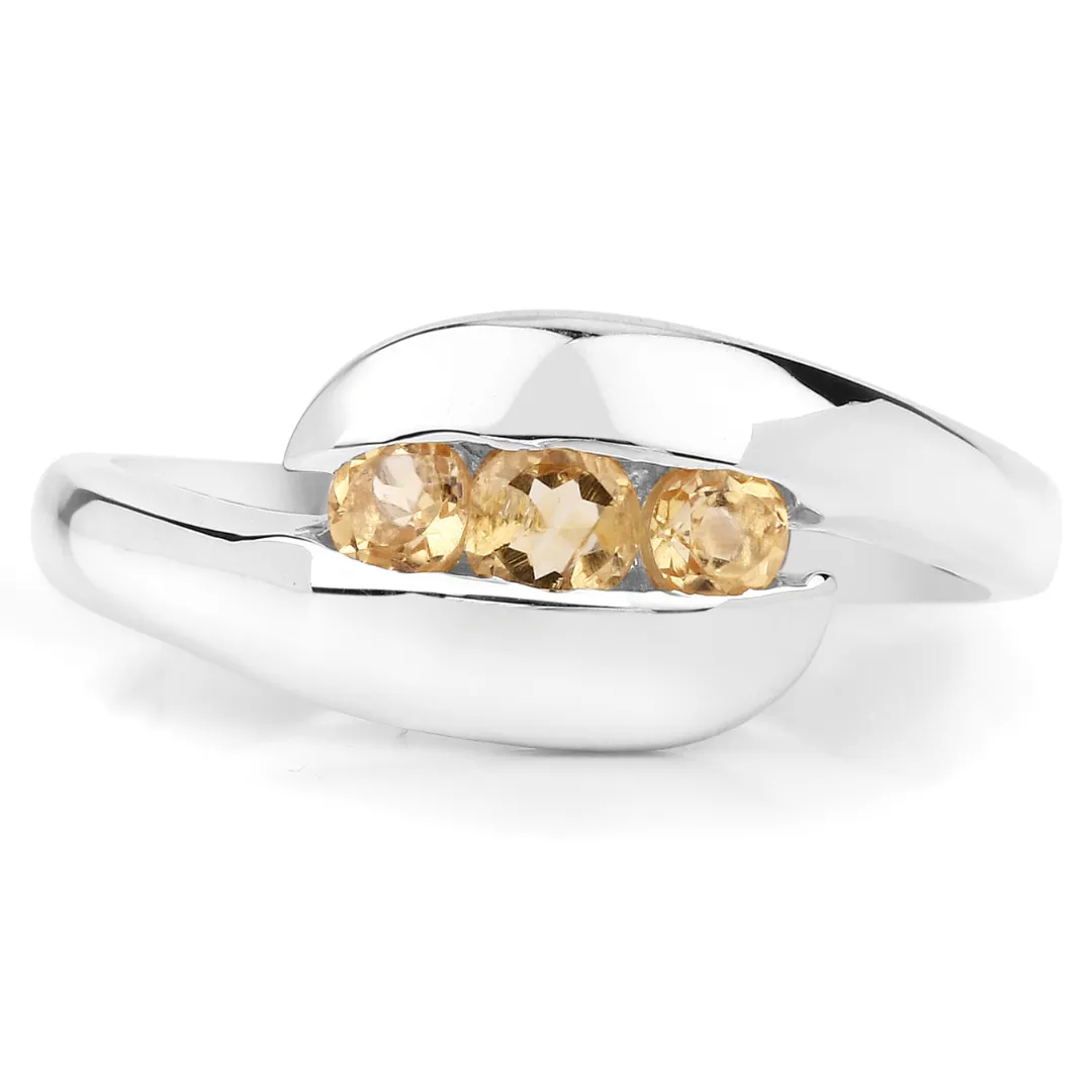 Genuine Citrine Bypass Engagement Ring