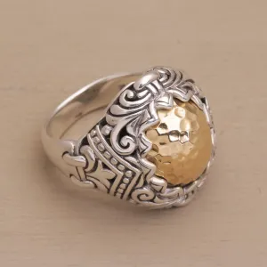 Gold Accent Sterling Silver Cocktail Ring from Bali - Altar Gift | NOVICA