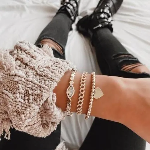 Gold Hex and Crystal Bracelet