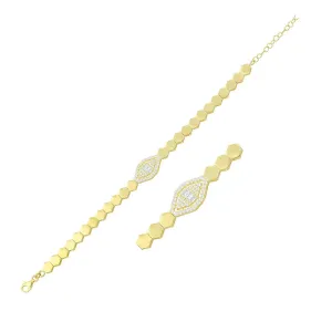 Gold Hex and Crystal Bracelet