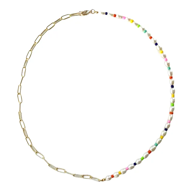 Half & Half Color Pop Pearl Choker