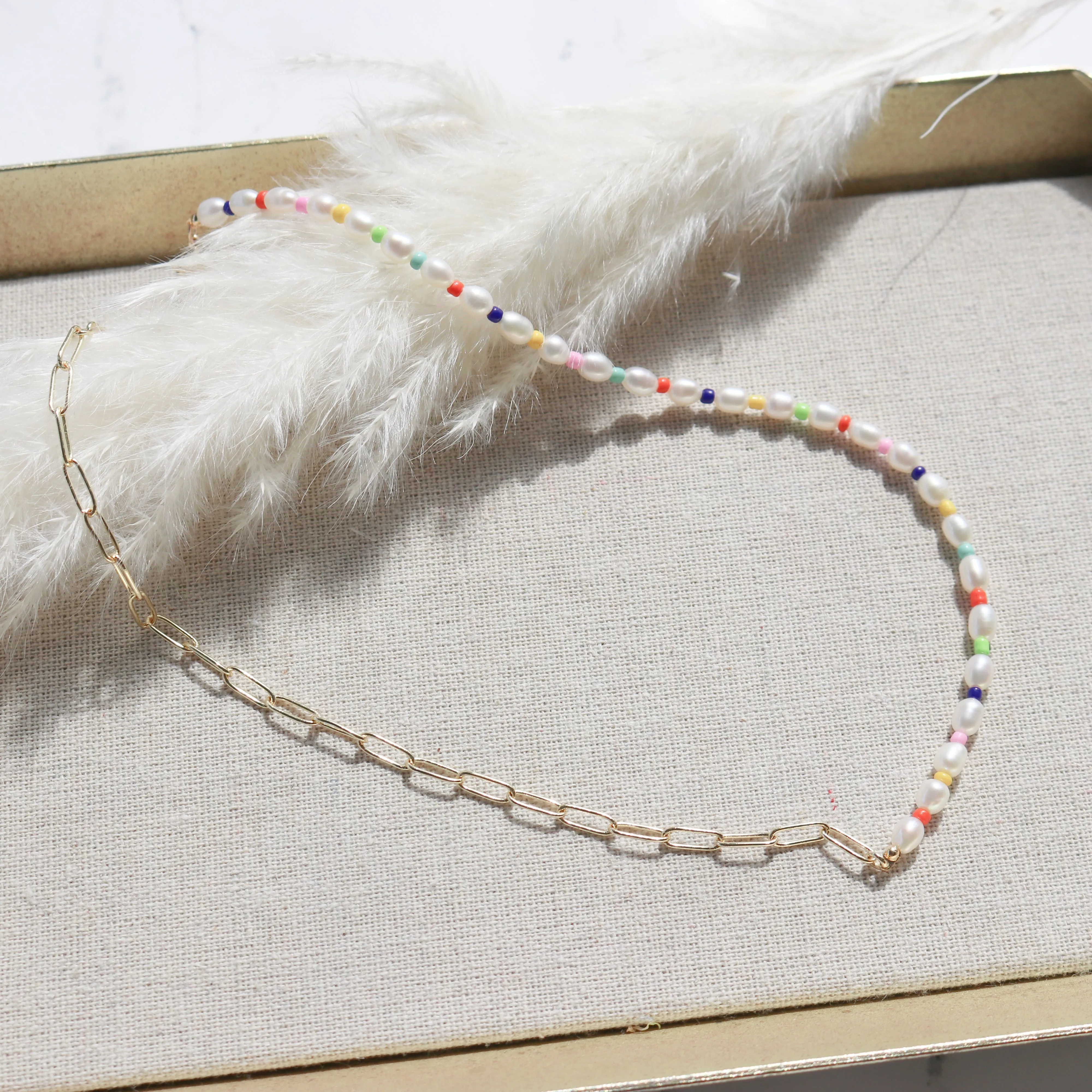Half & Half Color Pop Pearl Choker