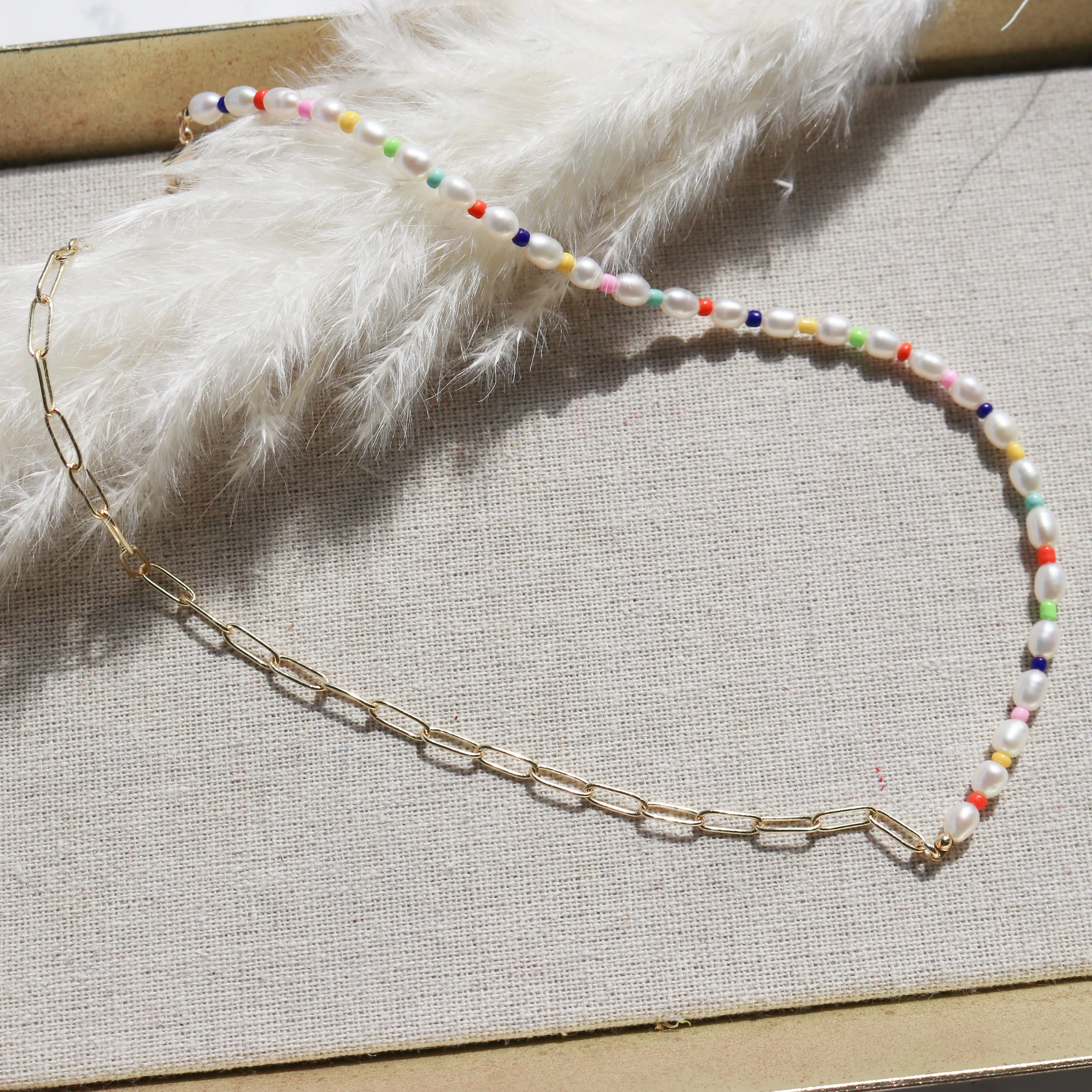 Half & Half Color Pop Pearl Choker
