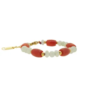 Japanese Red Coral Barrel and Burma Jade (For Baby)