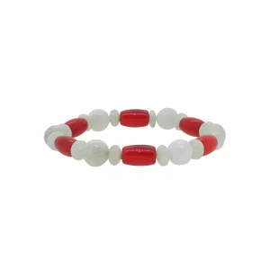 Japanese Red Coral Barrel with Burma Jade (For Baby)