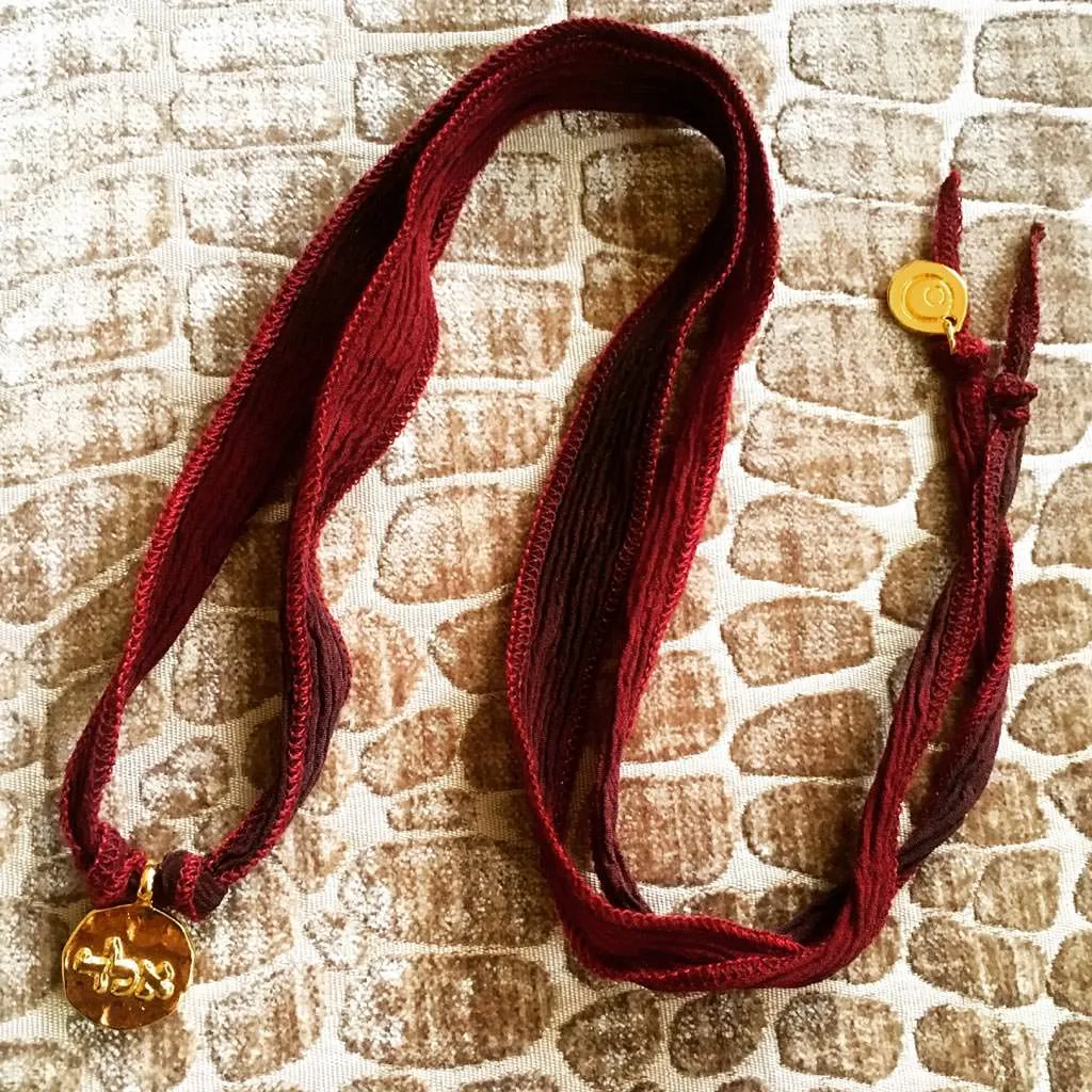 Kabbalah Blessing Charm Token Silk Cord Choker