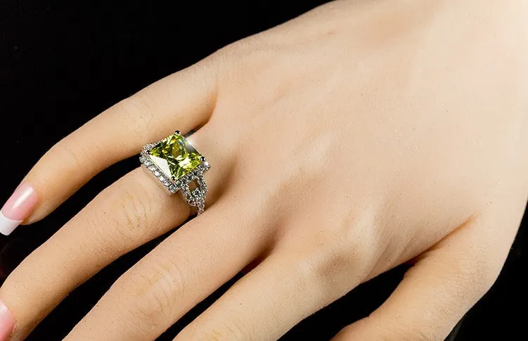 Kara Canary Yellow Princess Cut Halo Cocktail Ring | 6ct