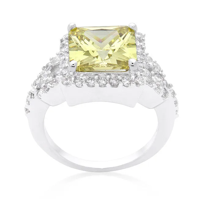 Kara Canary Yellow Princess Cut Halo Cocktail Ring | 6ct