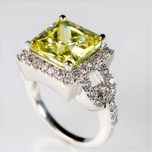 Kara Canary Yellow Princess Cut Halo Cocktail Ring | 6ct