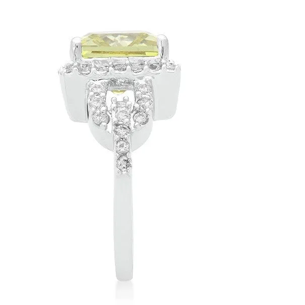 Kara Canary Yellow Princess Cut Halo Cocktail Ring | 6ct