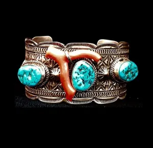 Kingman 3 Turq/Coral Cuff