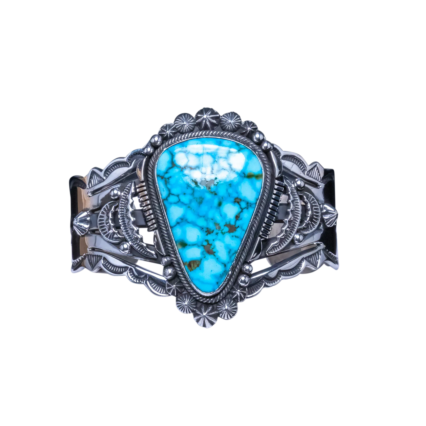Kingman Web Turquoise Bracelet | Aaron Toadlena