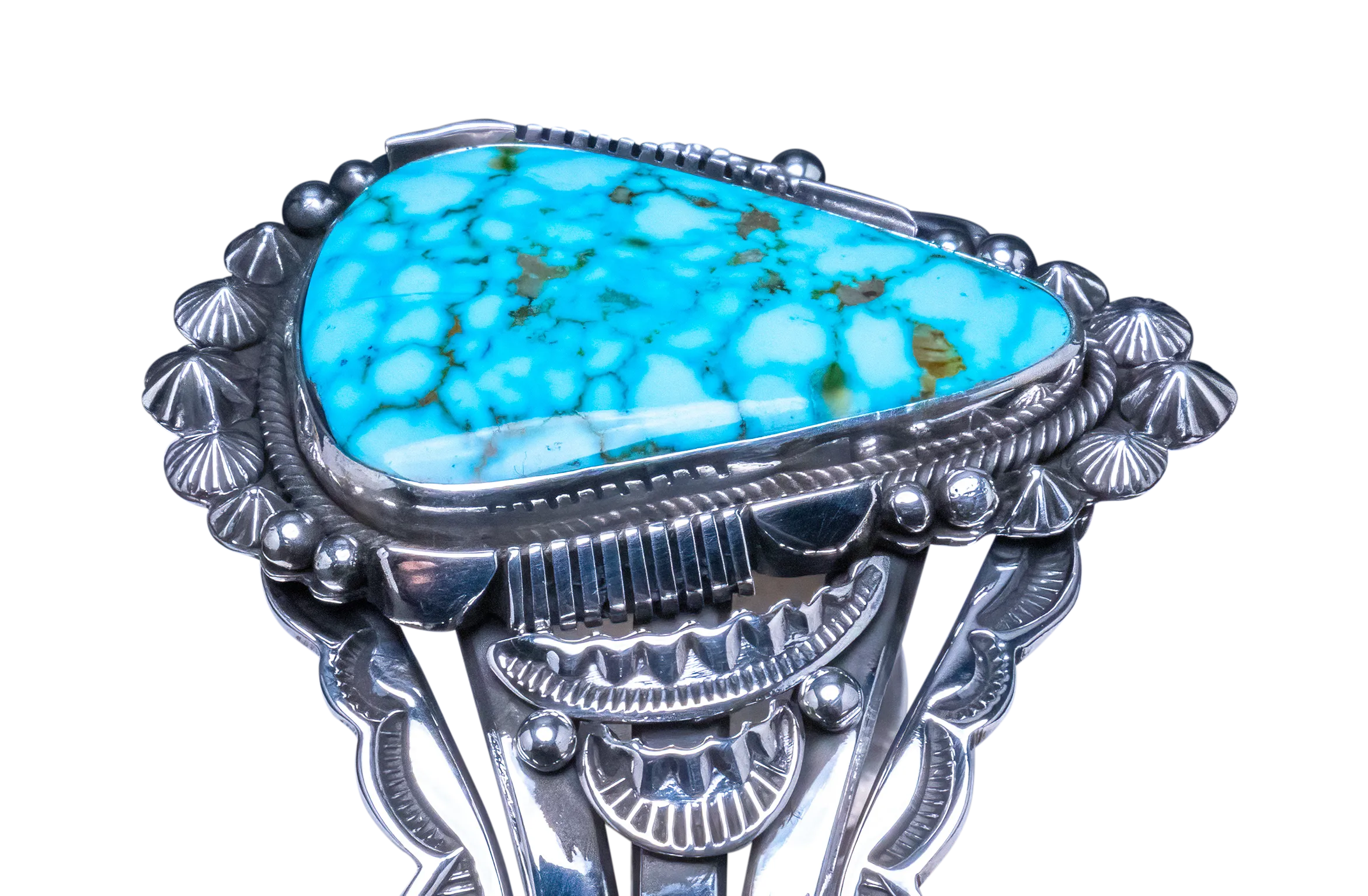 Kingman Web Turquoise Bracelet | Aaron Toadlena