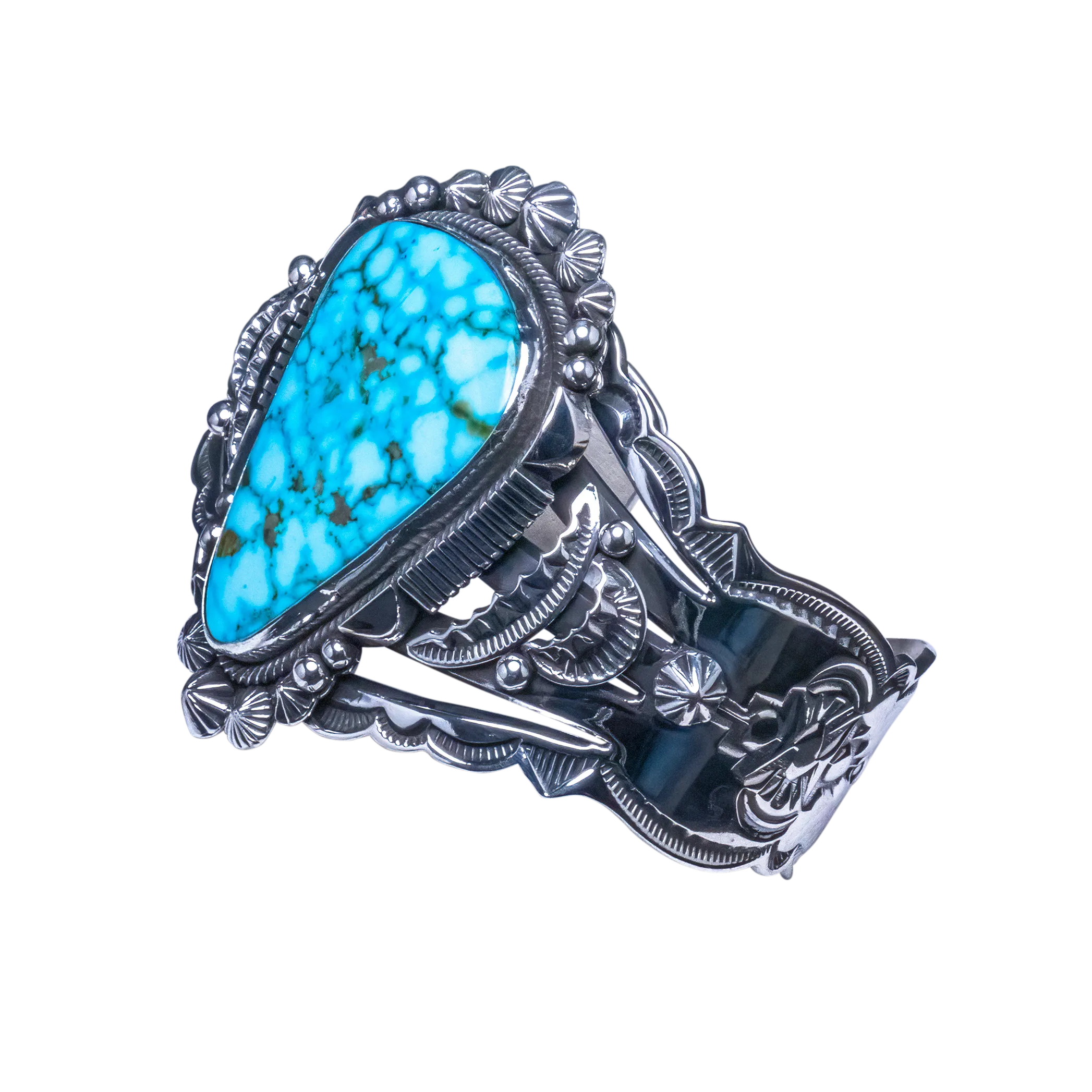 Kingman Web Turquoise Bracelet | Aaron Toadlena