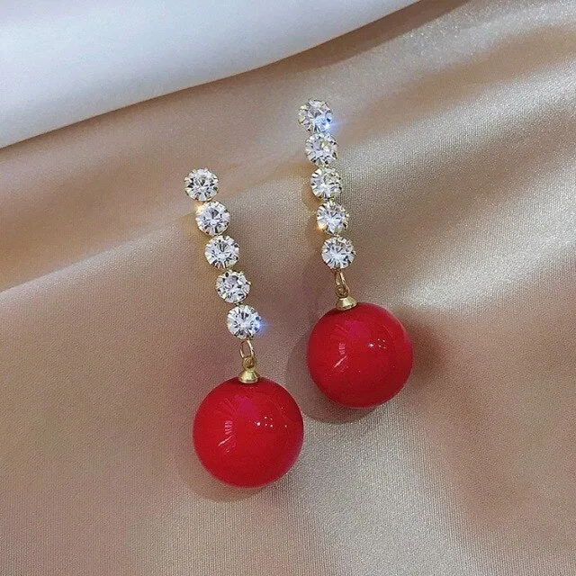 Korean temperament pearl earring female long money eardrop web celebrity temperament girl contracted earring for women earrings