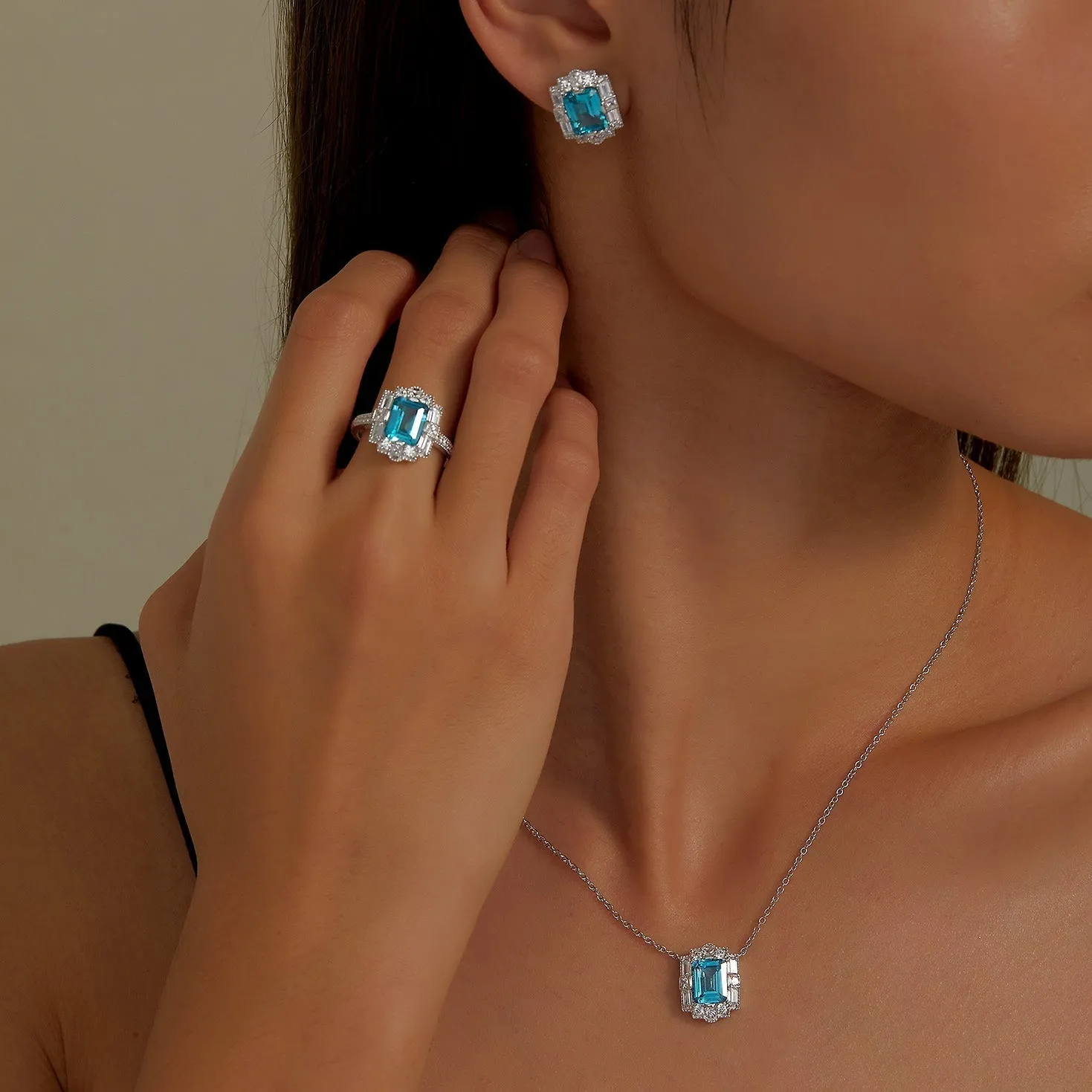Lafonn Fancy Lab-Grown Sapphire Halo Teal Sapphire Ring