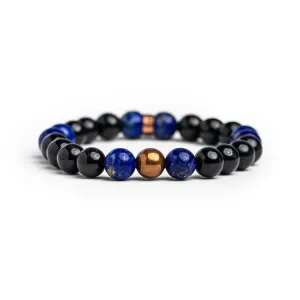 Lapis And Onyx Beaded Bracelet