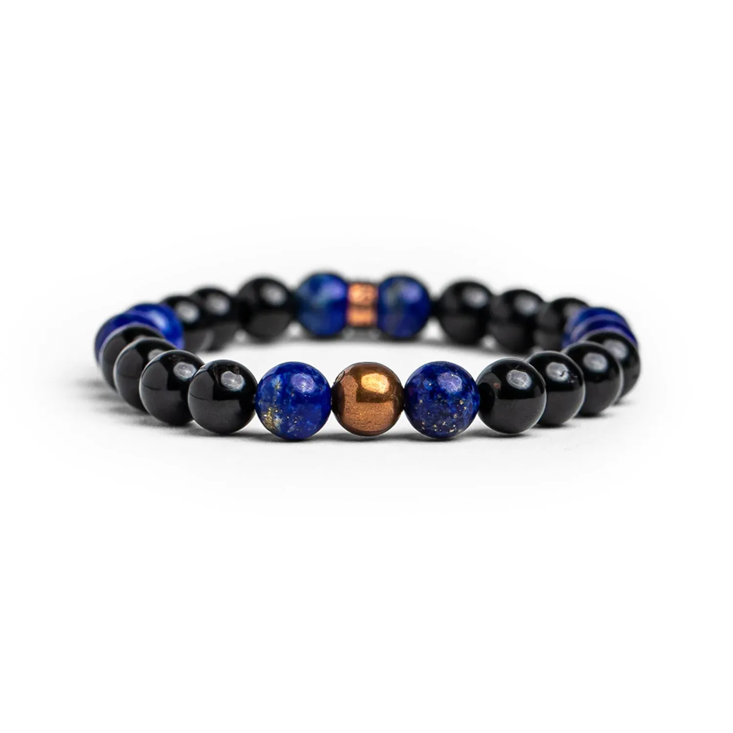 Lapis And Onyx Beaded Bracelet