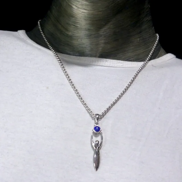 Lapis Lazuli Goddess Pendant, 925 Sterling Silver kt