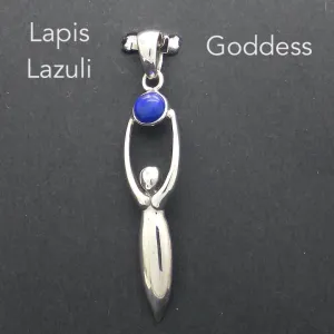 Lapis Lazuli Goddess Pendant, 925 Sterling Silver kt
