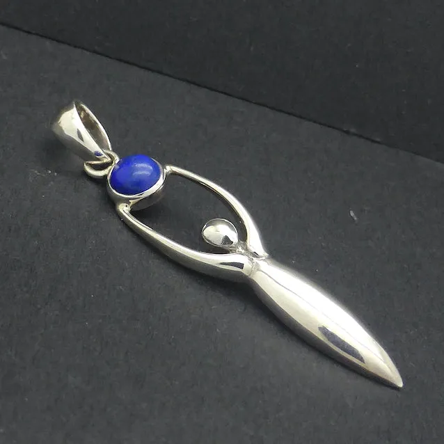 Lapis Lazuli Goddess Pendant, 925 Sterling Silver kt