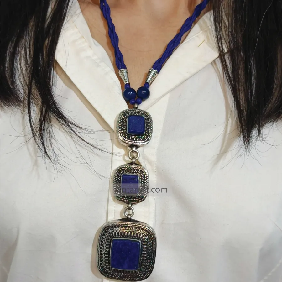 Lapis Lazuli Stone Jewelry Necklace with Lapis Bracelet