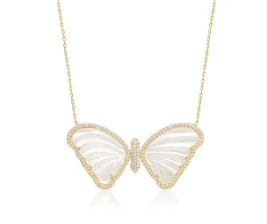 Large Mother of Pearl Butterfly Necklace