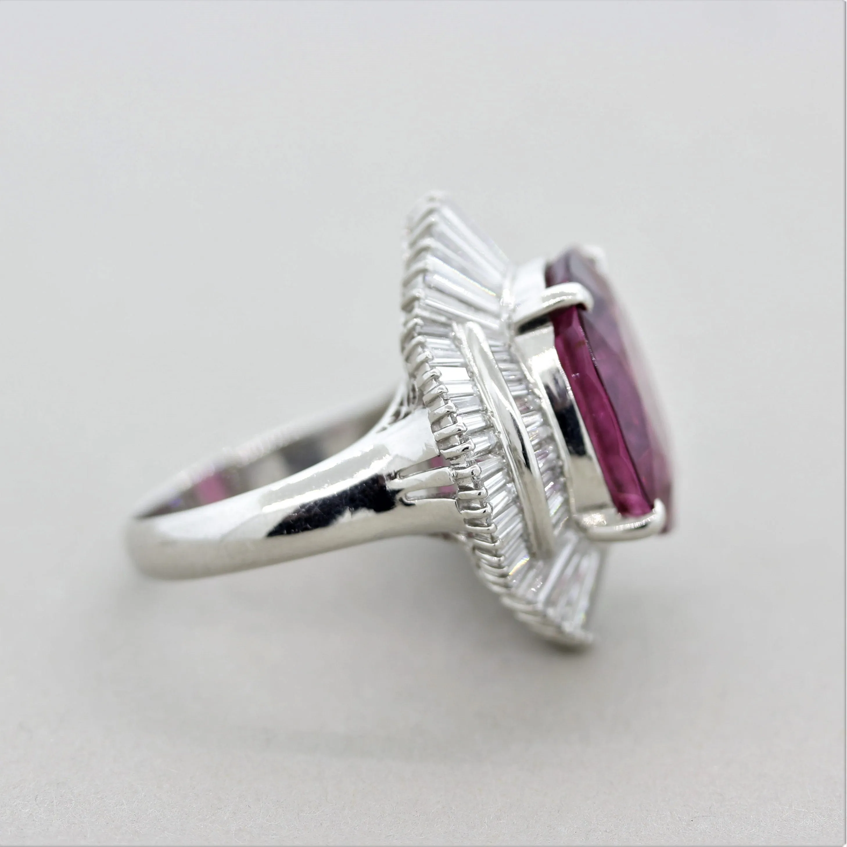 Large Pink Tourmaline Diamond Platinum Cocktail Ring