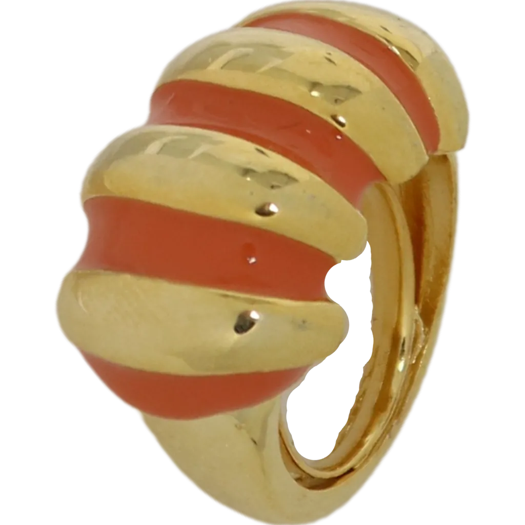 Light Coral Enamel Shrimp Adjustable Ring