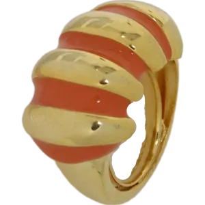 Light Coral Enamel Shrimp Adjustable Ring