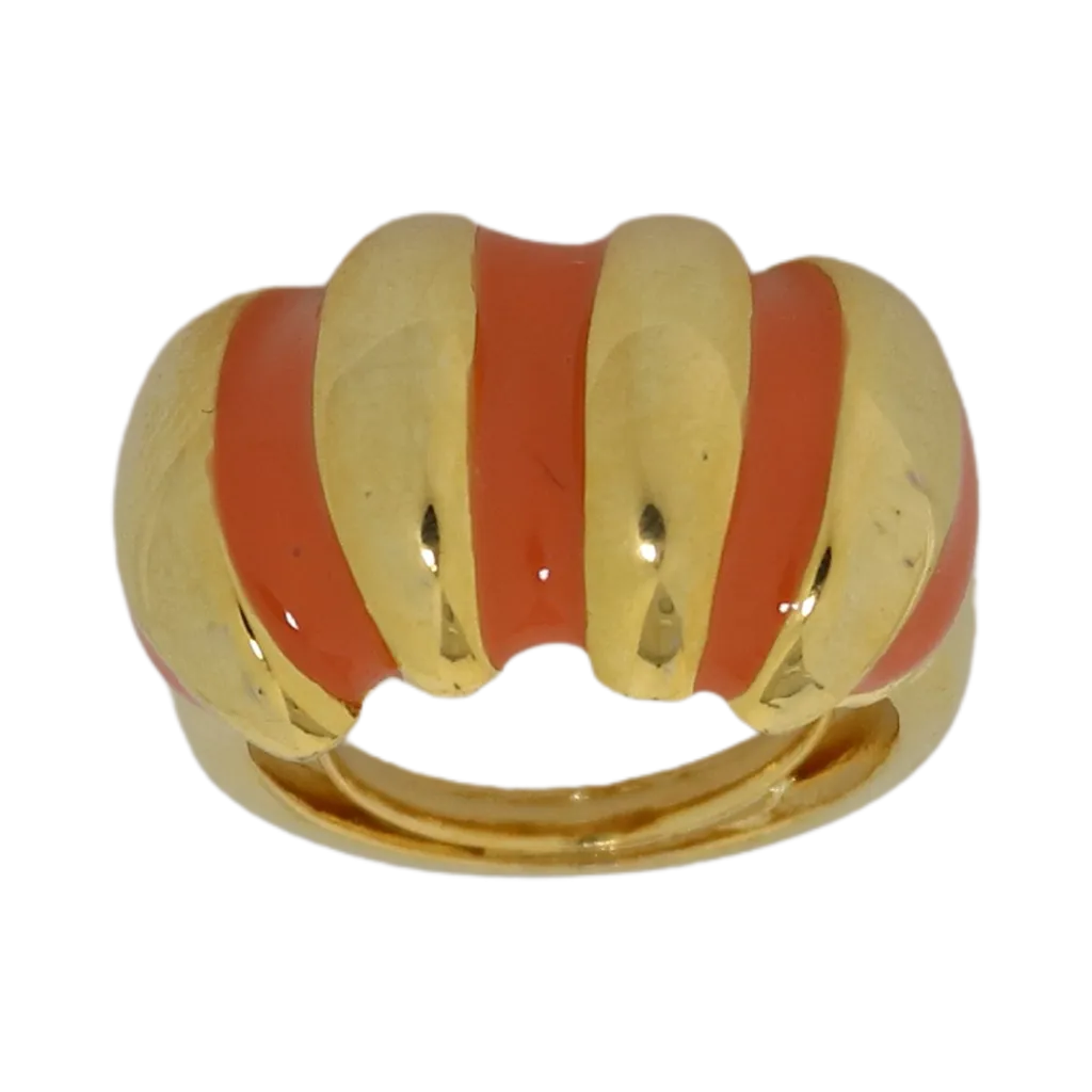 Light Coral Enamel Shrimp Adjustable Ring