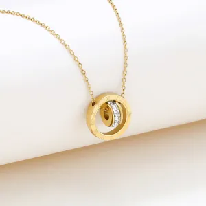 Light luxury temperament pendant Roman numerals geometric circle titanium steel necklace women's