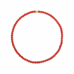 LJ Red Coral Bead Bracelet w 14k Gold Filled Bead