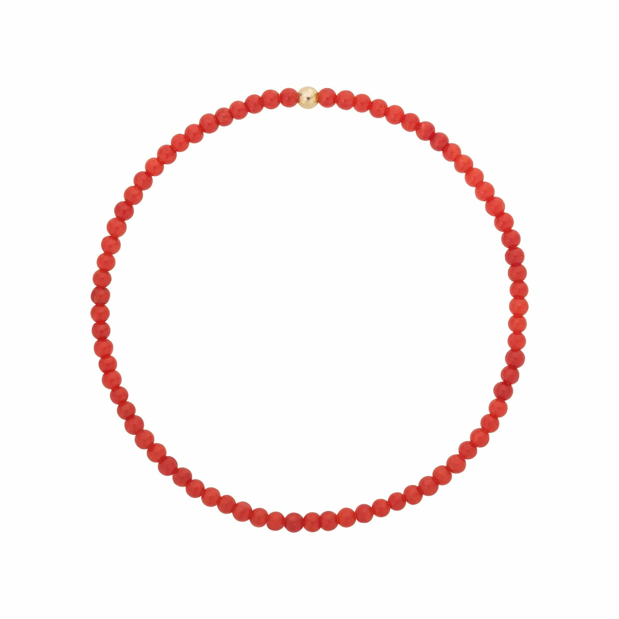 LJ Red Coral Bead Bracelet w 14k Gold Filled Bead
