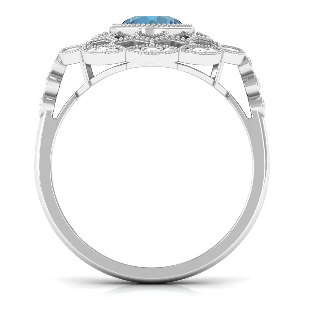 London Blue Topaz and Diamond Cocktail Engagement Ring