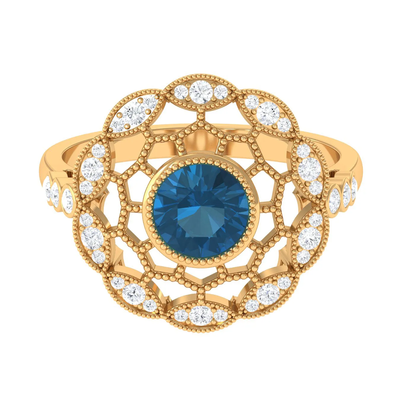 London Blue Topaz and Diamond Cocktail Engagement Ring