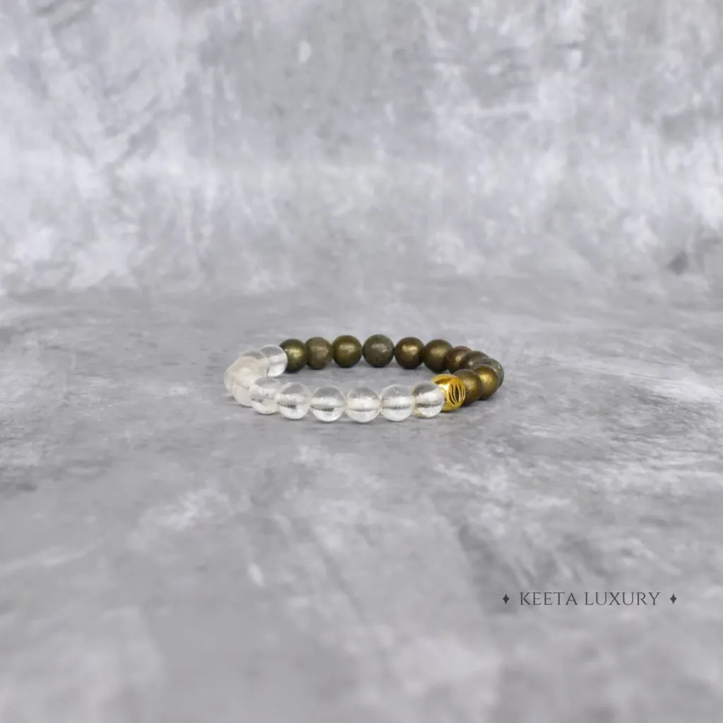 Lotus - Pyrite & Clear Quartz Bracelet